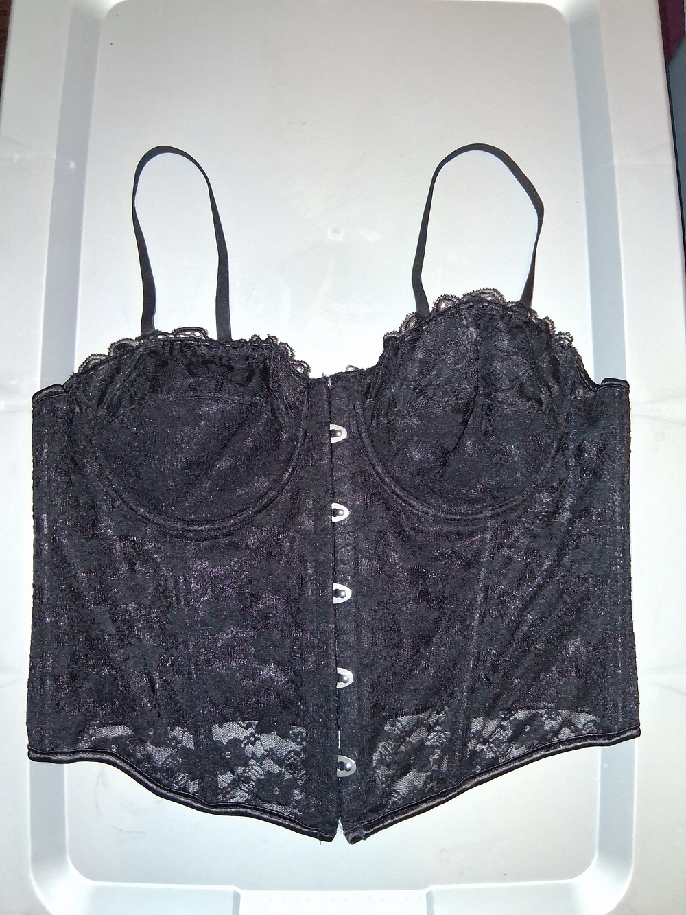 Women's Cami Corset Lingerie Size Large Black Lace